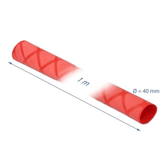 DeLOCK Schrumpfschlauch X-Muster rutschfest 1 m x 40 mm rot