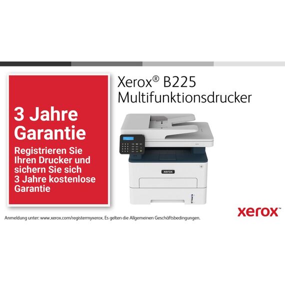 Xerox B225 A4 34 Seiten/Min. Wireless Duplex Kopie/Druck/Scan PS3 PCL5e/6 Automatischer Vorlageneinzug 2 Behälter Gesamt 251 Blatt, 7 image