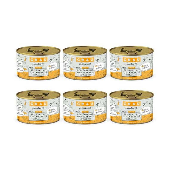 Grau Cat Geflügel + Vollkornreis 6x200g KIT 1200 g