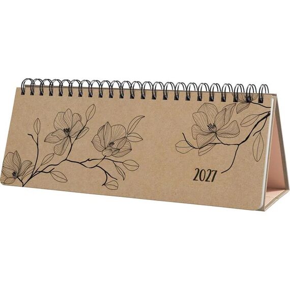 Jolie Tischkalender 2027 Black Magnolia 1/2 A4 quer, 126 Seiten, FSC-zertifiziert