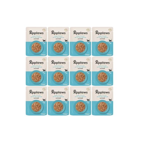 Applaws Nassfutter Pouch Thunfisch & Seebrasse, 12 x 70 g