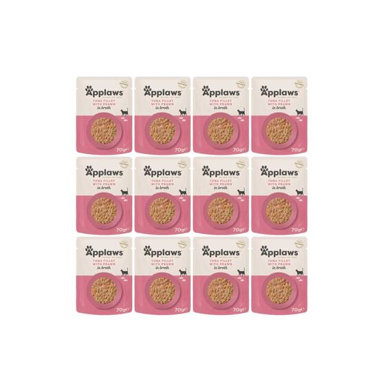 Applaws Nassfutter Pouch Thunfisch & Pazifik-Garnelen, 12 x 70 g