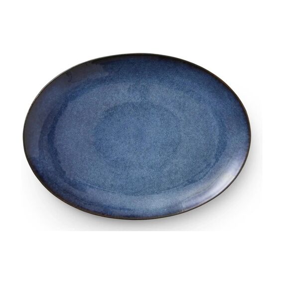 Bitz Schale 45x35 cm, Schwarz-Blau 1 Stück, Oval, Steingut