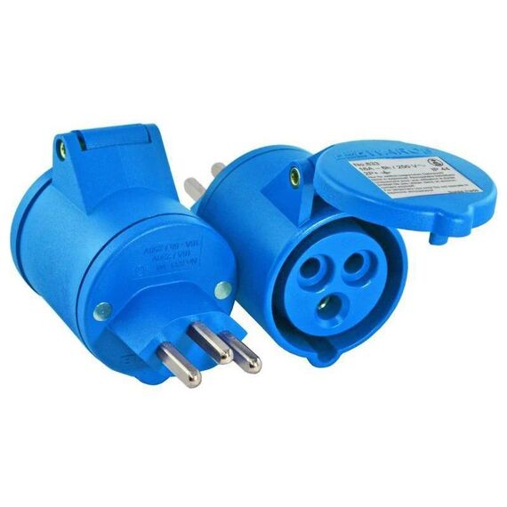 Elektro-Material Warob Adapter  T23 auf CEE16/3 blau