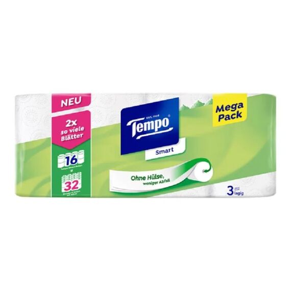 Tempo Toilettenpapier 3-lagig weiss 16 Rollen à 300 Blatt 3-lagig