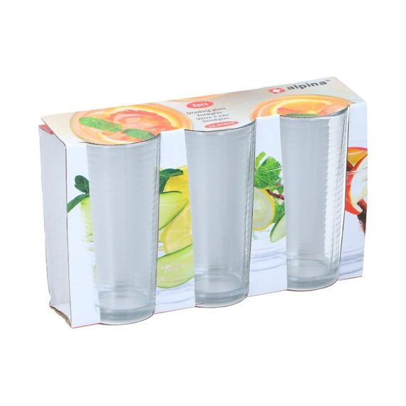 Alpina Trinkglas 270ml, 3 Stück Glas, 6.5x13.5 cm (DxH)