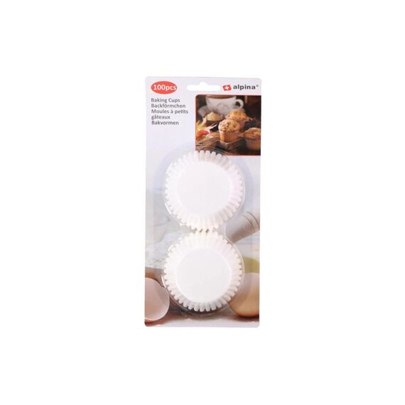Alpina Backförmchen Weiss, 100 Stück 7x3 cm (DxH), PAP BL