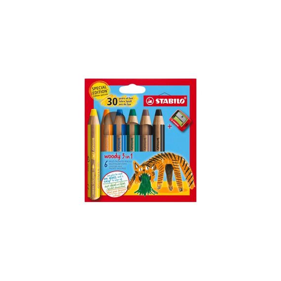 STABILO Woody 3in1 Malstift Tiger 6er Etui
