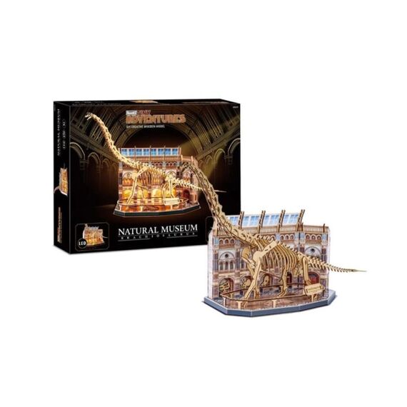 Revell Tiny Adventur Natural Museum Brachiosaurus Holzbausatz, inklusive LEDs