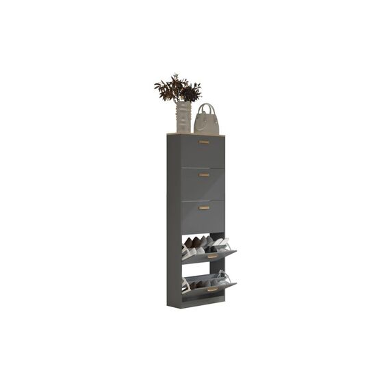 VCM Morgenthaler VCM Schuhschrank Halom XL Anthrazit/Honig-Eiche