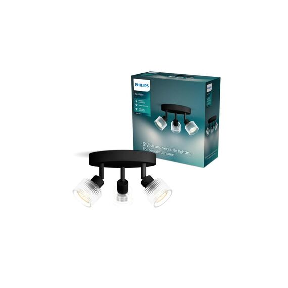 Philips Horen Aufbauspot 3x5W plate ohne Leuchtmittel GU10, schwarz