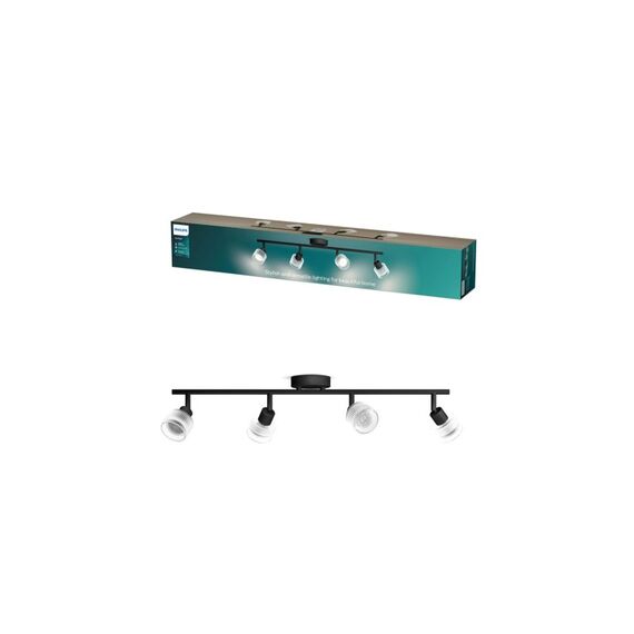 Philips Horen Aufbauspot 4x5W ohne Leuchtmittel GU10, schwarz