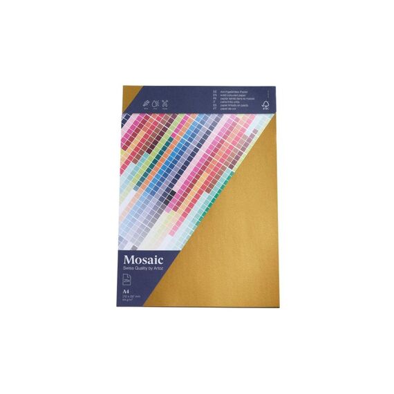 Artoz Schreibpapier Mosaic A4 25 Bogen, gold, 90gm2, Injekt und Laser
