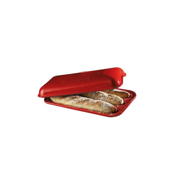 Emile Henry Backform Baquette rot Kermaik, 25 x 12.5cm