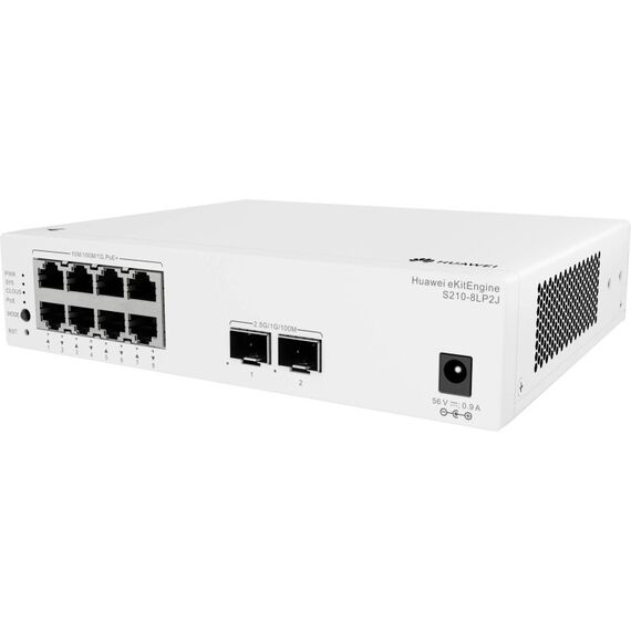 HUAWEI eKit Huawei L2 Managed Switch: S210-8LP2J 8x 10/100/1000BASE-T ports (32W PoE+)