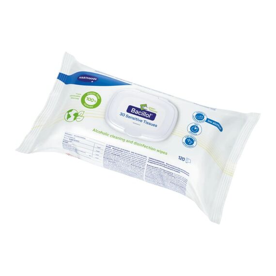 Bacillol 30 Sensitive Green Tissues 120 Stück, Desinfektionstücher Flächen