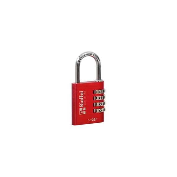 Rieffel Vorhängeschloss Aluminium Nr. 22 Zahlencode, rot, Gr. 22x40mm