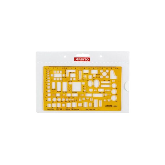 Aristo Möblierungsschablone Architekt 1:100, 225x125mm, Tuschenoppen
