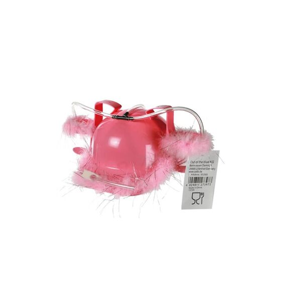 Out of the blue Trinkhelm pink mit Federn