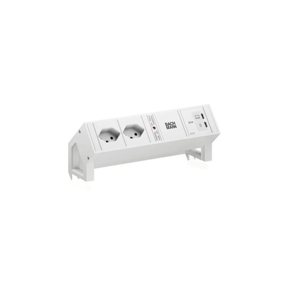 Bachmann DESK2 white 2xT13 1xUSB C 65W 0,2m RAL9010 0.2 m, 65 W