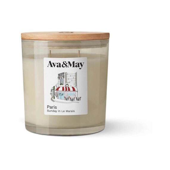 AVA & MAY Duftkerze Paris, 410 gr Brenndauer 62h, 100% pflanzlicher Wachs