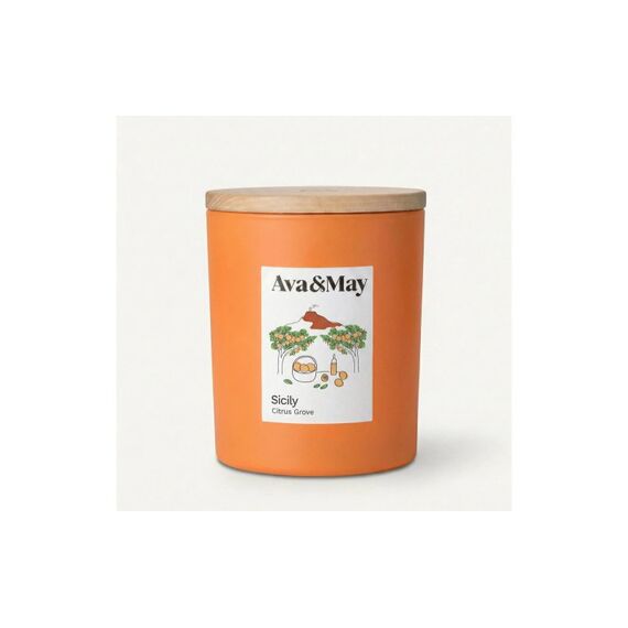 AVA & MAY Duftkerze Sizilien, 220 gr Brenndauer 56h, 100% pflanzlicher Wachs