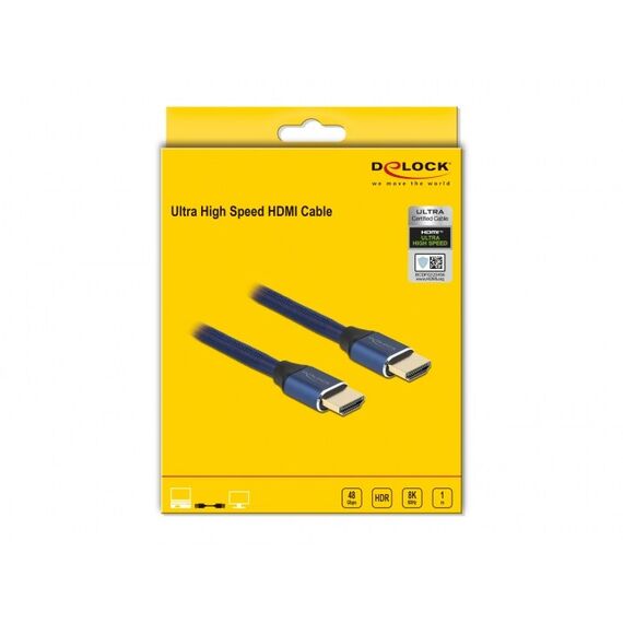 DeLOCK Ultra High Speed HDMI Kabel 48 Gbps 8K 60 Hz blau 1 m zertifiziert, Farbe: Blau, Länge: 1 m, 2 image