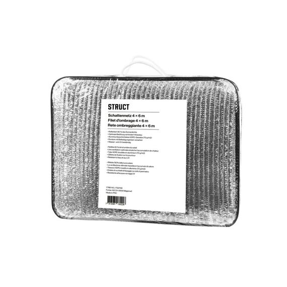 STRUCT Aluminium Schattennetz 4x6 m, 80% Schattierung