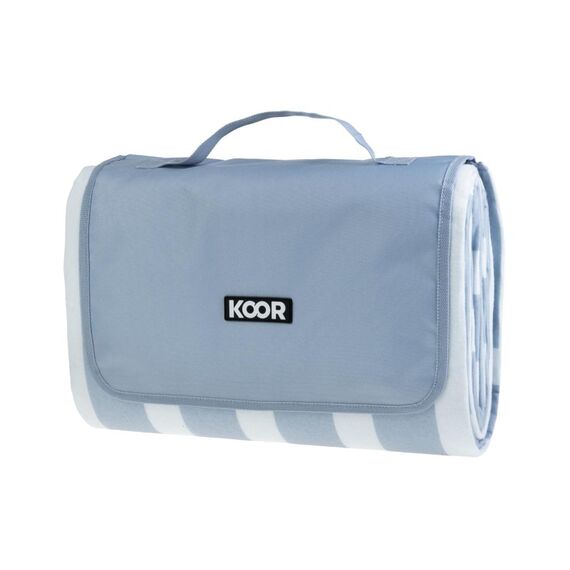 KOOR Picknickdecke Stripe check blau 200 x 200cm , 100% Polyester
