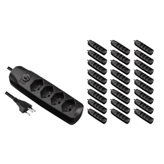 Furber. F.power Steckdosenleiste 4xT13 KIT25 230V, H05VV-F 3G1.00, OS, schwarz (5/25)