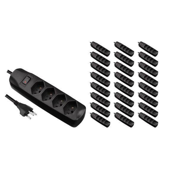 Furber. F.power Steckdosenleiste 4xT13 KIT25 230V, H05VV-F 3G1.00, MS, schwarz (5/25)