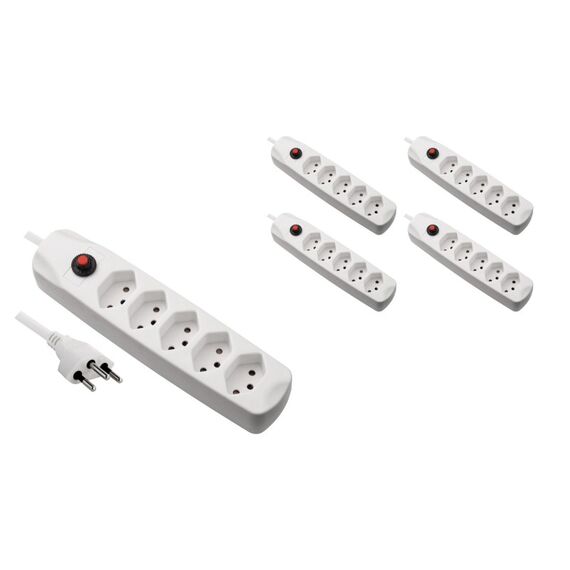 Furber. F.power Steckdosenleiste 5xT13 KIT5 230V, H05VV-F 3G1.00, OS, weiss (5/25)