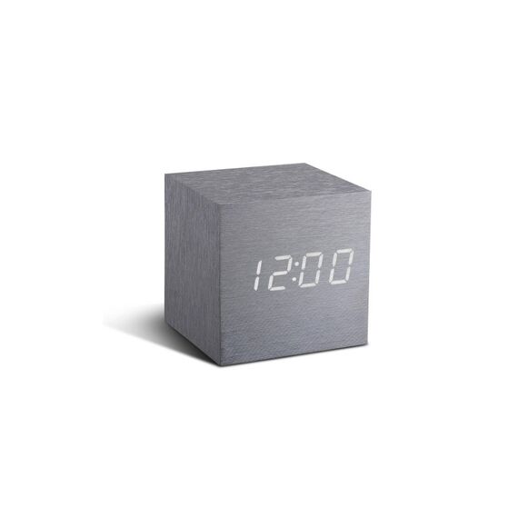 Gingko Digitalwecker Cube Click Clock Silber