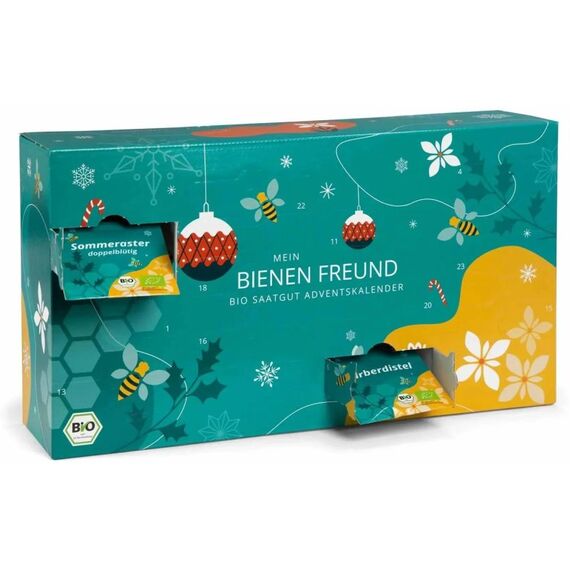 Saatgut Adventskalender Bienen-Freund 24 Blumen und Kräutersamen