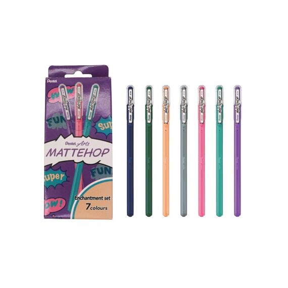 Pentel Gel Roller Mattehop Enchantment Set mit 7 Farben