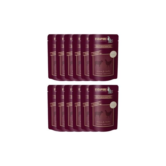 Escapure Cat Nassfutter Pouch Senior Kit Lamm & Huhn, 12x100g