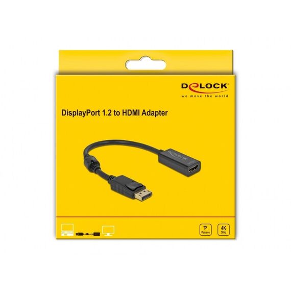 DeLOCK Adapter DisplayPort 1.2 Stecker zu HDMI Buchse 4K Passiv schwarz
