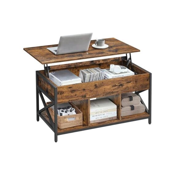 Vasagle Couchtisch Industrial 100x50x49-62 cm (LxBxH), Holz, Stahl