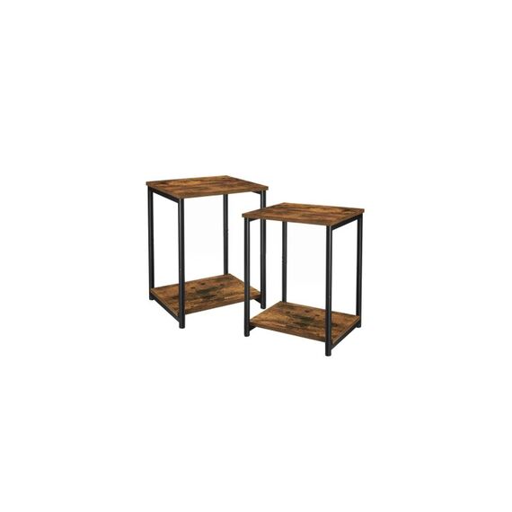 Vasagle Beistelltisch 2er Set, Industrial 38.5x30x50 cm, Stahl, Spanplatte