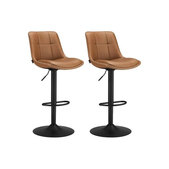 Vasagle Barhocker Braun, 2er Set 49.2x48.1x93.1-114.1 cm, Kunstleder