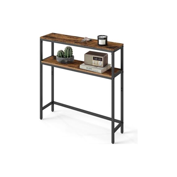 Vasagle Konsolentisch Schwarz-Braun 80x20x80.9 cm, Spanplatte, Stahl