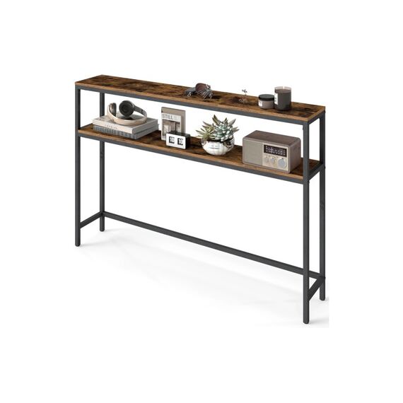 Vasagle Konsolentisch Schwarz-Braun 120x20x80.5 cm, Spanplatte, Stahl