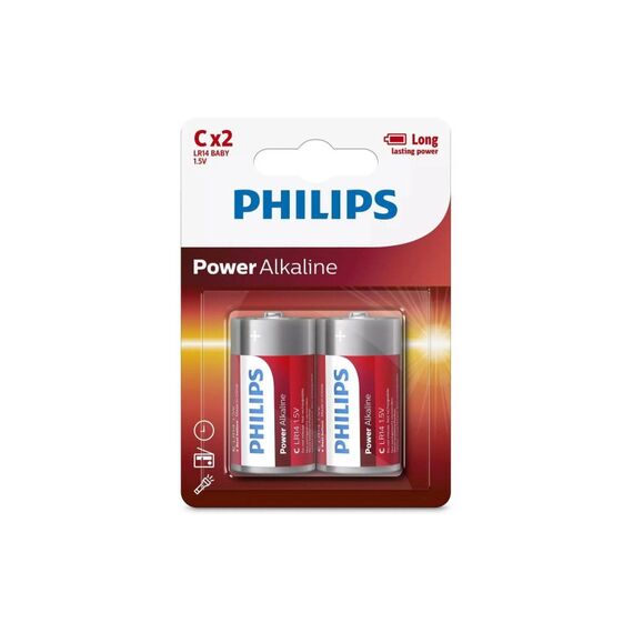 Philips Batterie Power Alkaline C 1.5 V C, LR14 Alkaline, 2 Stück