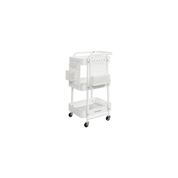 Songmics Wagen mit Rollen,3 Ablagen 49.4x32.3x73.9 cm, Stahl, PP