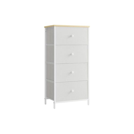 Songmics Kommode 4 Schubladen, Weiss 45x30x92.3 cm, Metall, Spanplatte, Textil