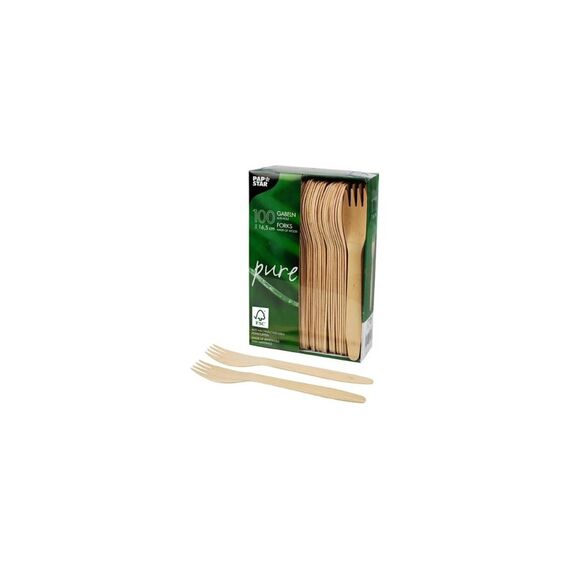 Papstar Holz-Gabeln pure 16.5cm Inhalt 100 Stück