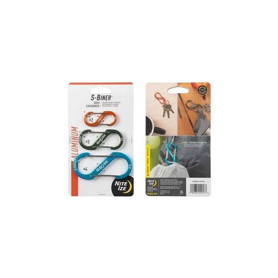 Nite Ize S-Biner Aluminum Dual Carabiner Combo 3 Pack, Assorted