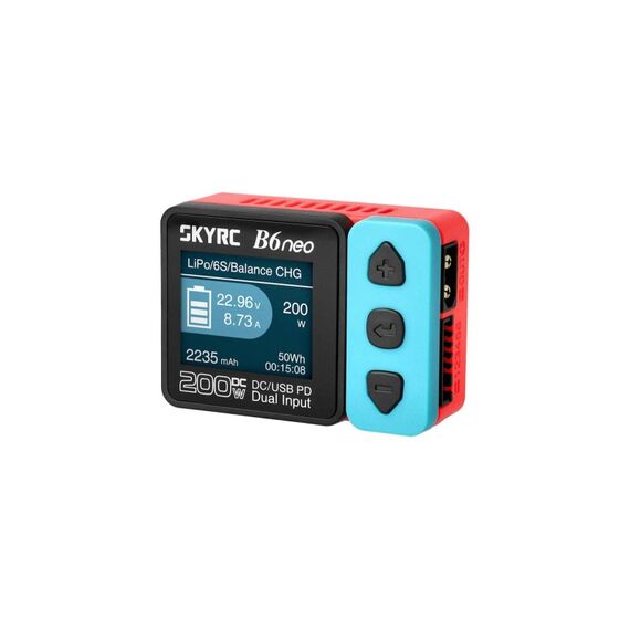 SkyRC B6neo, LiPo 1-6s, DC, 10A, 200W DC Ladegerät, blau/rot