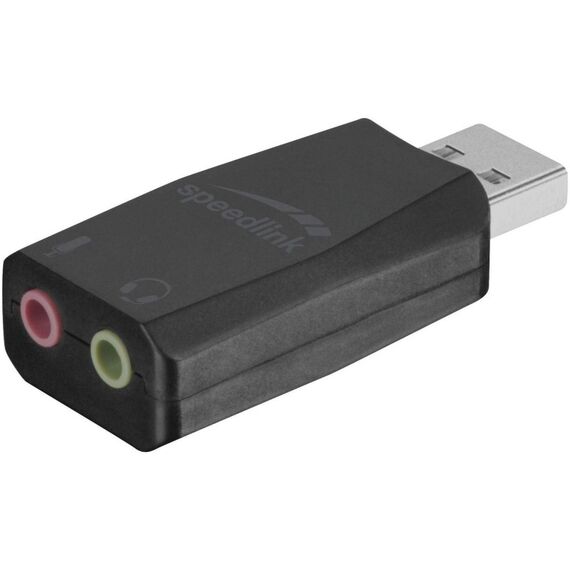 SPEEDLINK Adapter USB zu Mikrofon und Kopfhörer verbindet PC mit Kopfhörer und Mikr.-Buchse