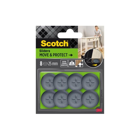 Scotch 3M Stuhlbeingleiter Move & Protect, Ø 25 mm, Grau, 8er Pack